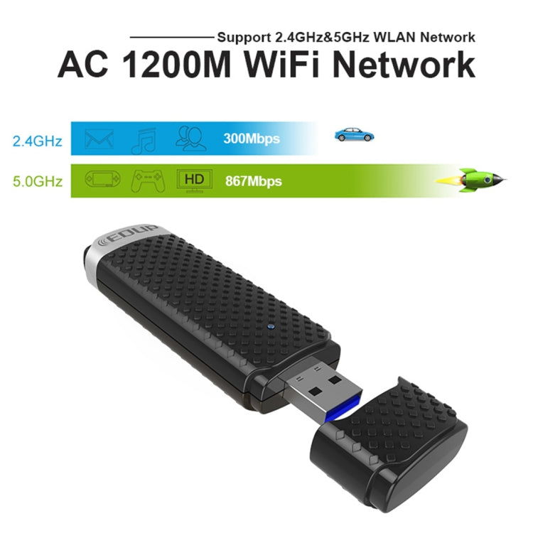 EDUP EP-AC1617 1200Mbps High Speed USB 3.0 WiFi Adapter Receiver Ethernet Adapter, EP-AC1617 1200Mbps EDUP EP-AC1617 1200Mbps High Speed USB 3.0 WiFi Adapter Receiver Ethernet Adapter, EP-AC1617 1200Mbps